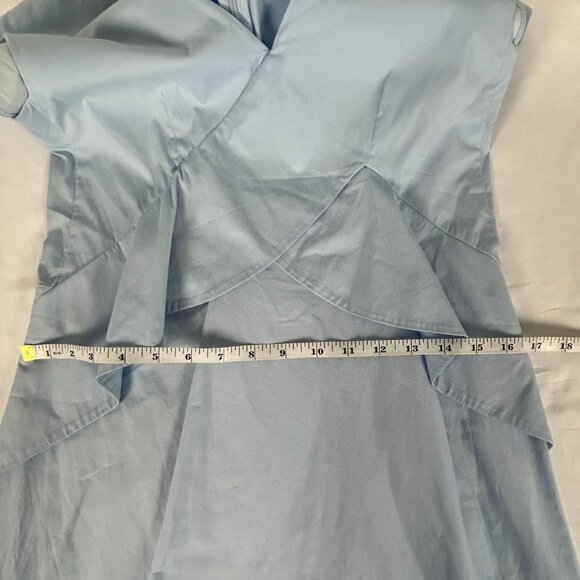 COS Dress Womens 6 Draped Cap Sleeve Blue V-Neck Midi Stretch Asymetrical Hem - Picture 13 of 16